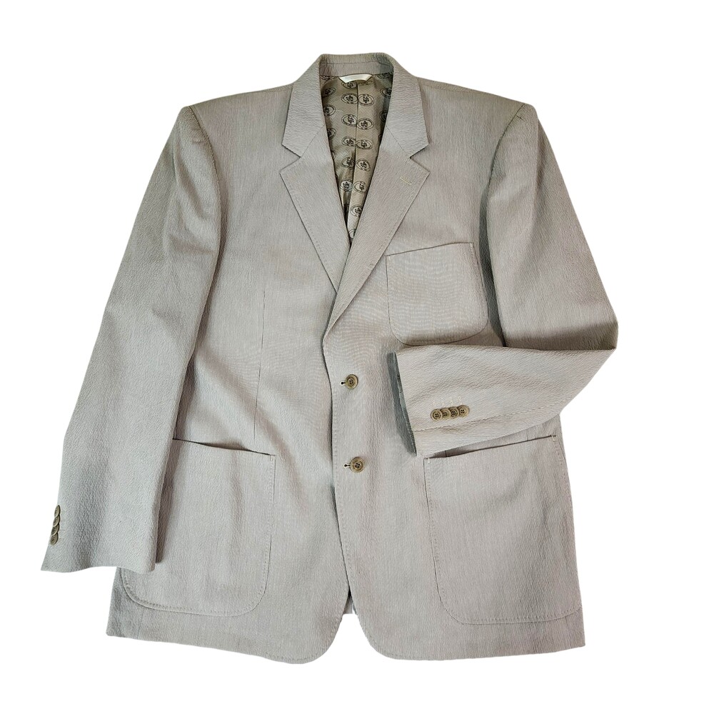 Nat Nast Blazer Mens 2XL Beige Stripe Cotton Linen Sport Coat Jacket Casual
